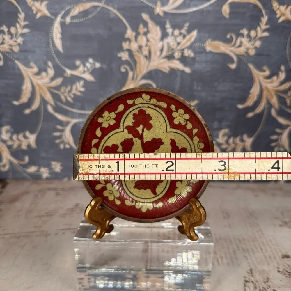 Vintage Chinese Cloisonne Brass Enamel Floral Trinket Dish Marked China